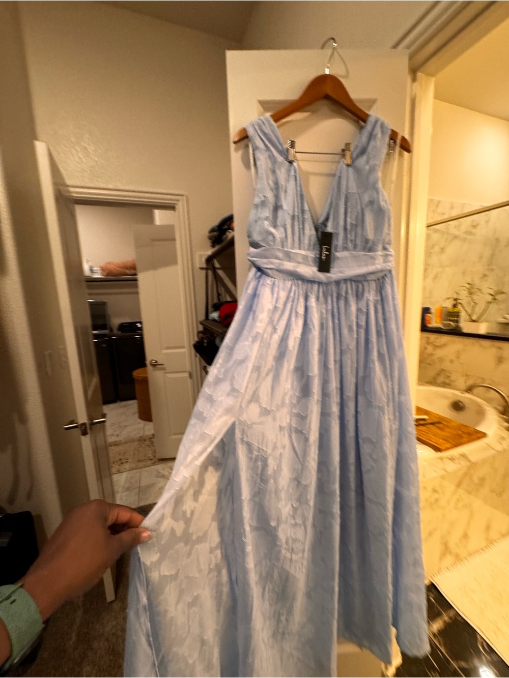 Lulu's Light Blue V-Neck Maxi Dress